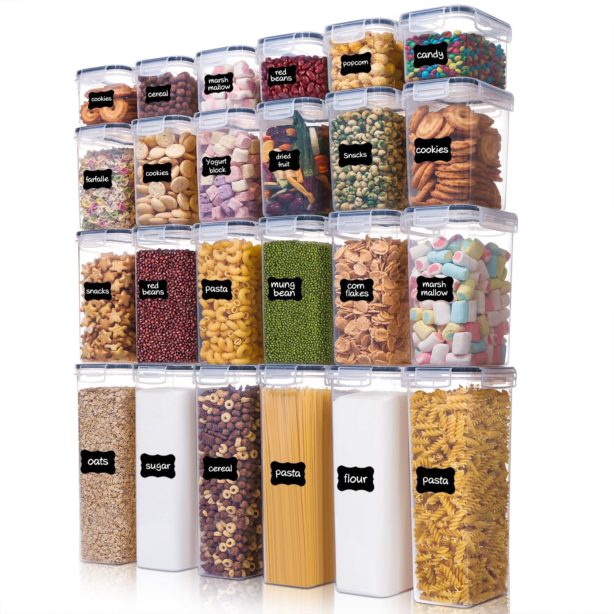 Airtight Food Storage Containers Set, Vtopmart 32pcs Plastic Kitchen and Pantry Organization Canisters, Black