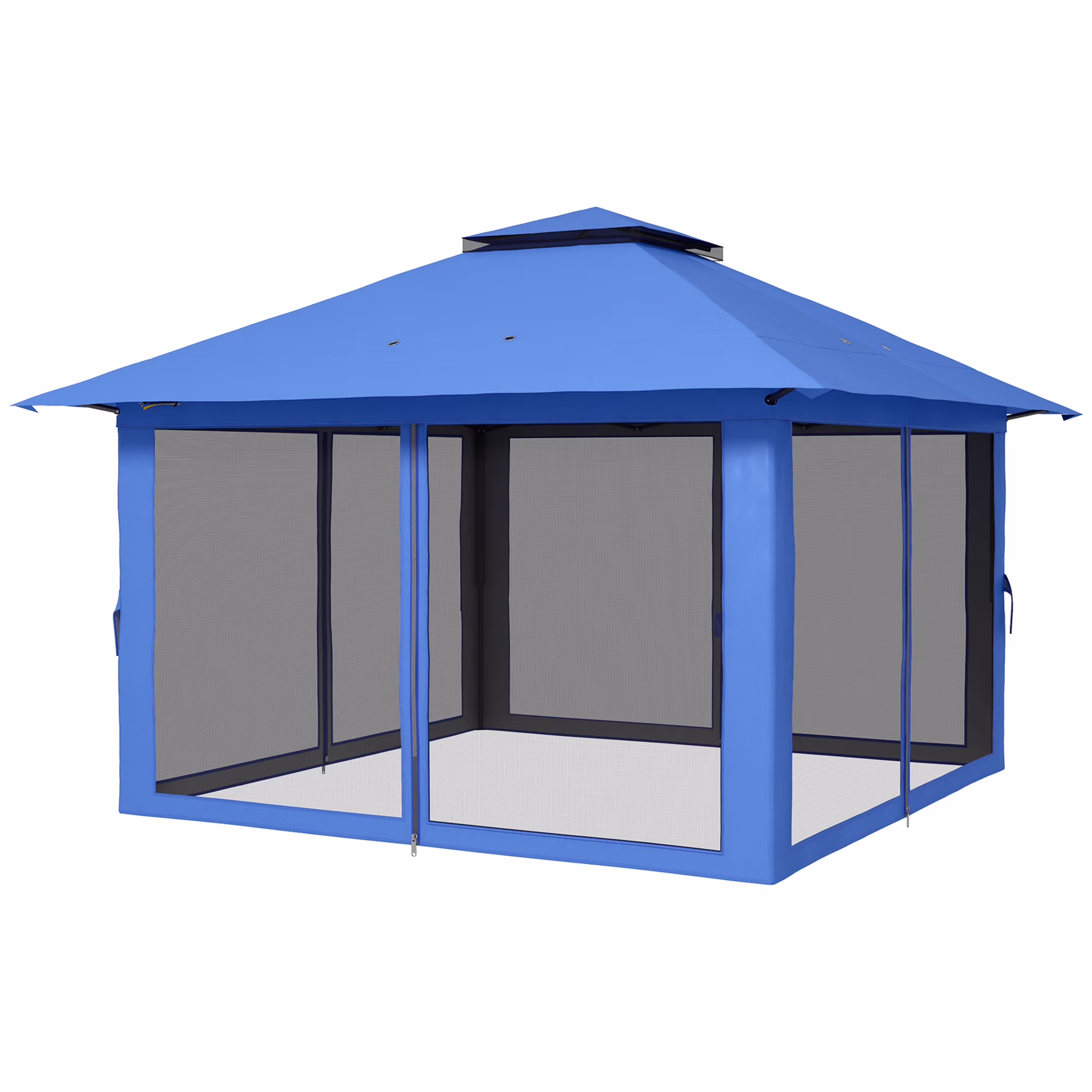 Homiyad 13' x 13' Pop Up Gazebo Instant Canopy Tent Shelter with 2-Tier Roof, Carry Bag, Wight Bags for Outdoor, Garden, Blue