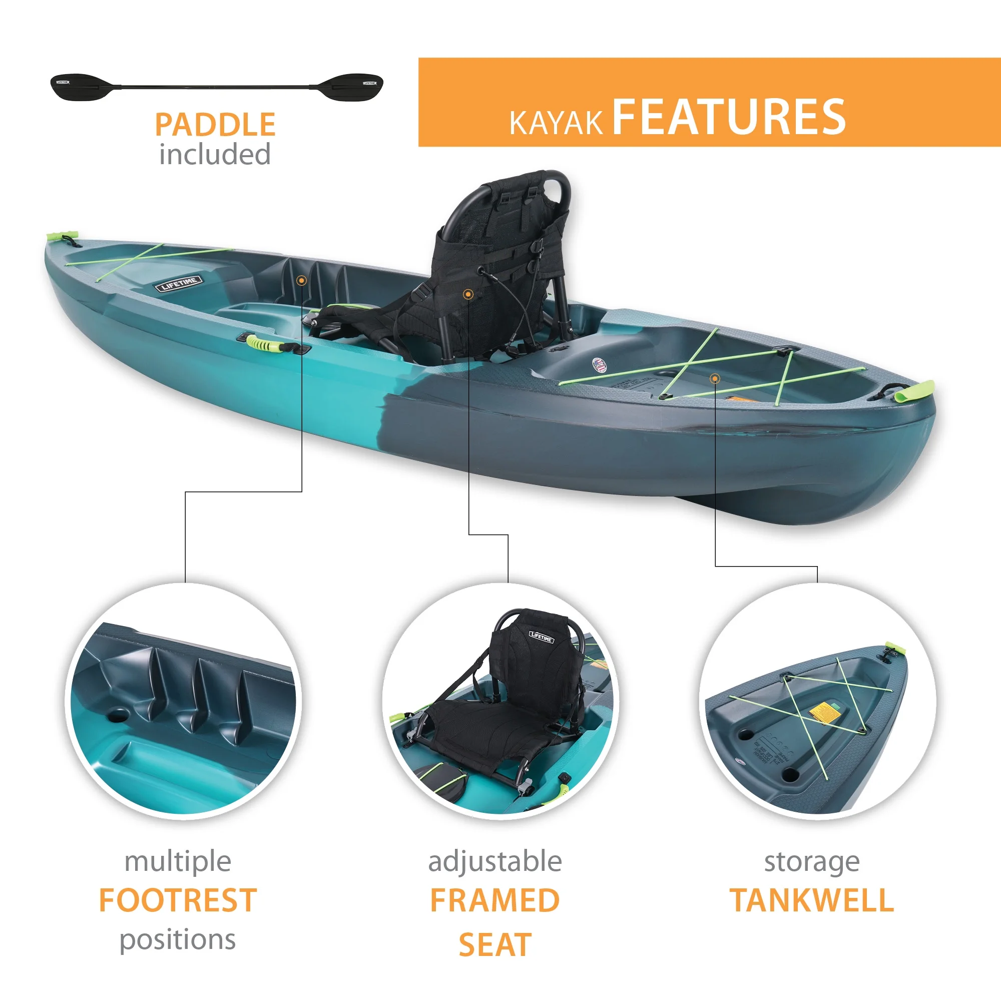 Tahoma Pro Sit-On-Top Kayak, Aurora Fusion (91191) - Image 4