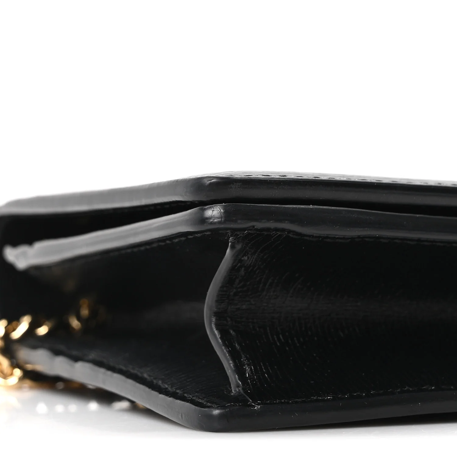 Textured Calfskin Script Logo Wallet On Chain Black