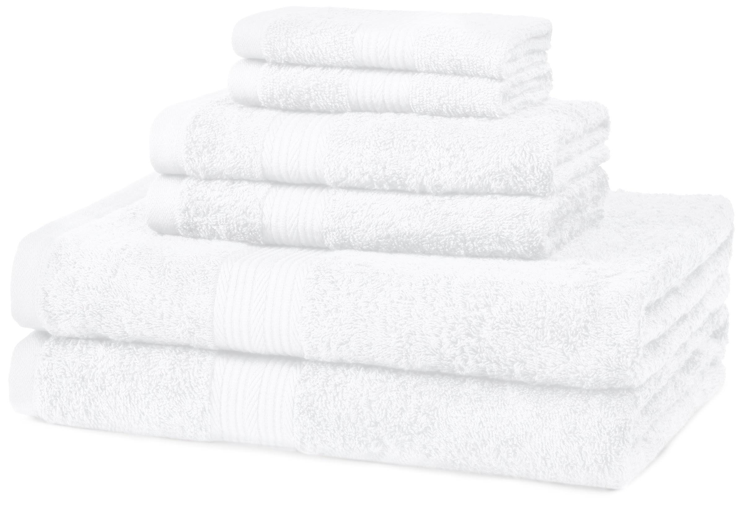 Basics 6-Piece Fade-Resistant Cotton Bath Towel Set - White