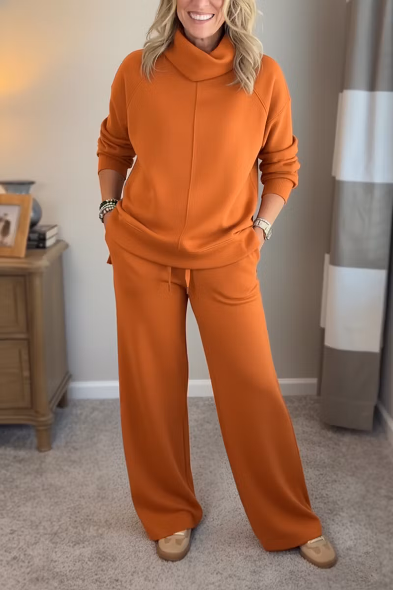 New Arrivals🔥 Cozy Travel Cowl Neck Sweatshirt and Pant 2 Piece Sets