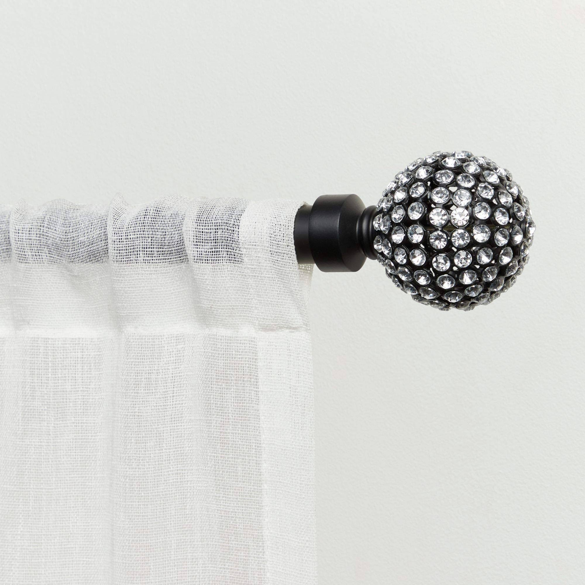 Exclusive Home Curtains Anastasia Curtain Rod and Finial Set, Adjustable 36 inch-72 inch, Black, Size: 36-72