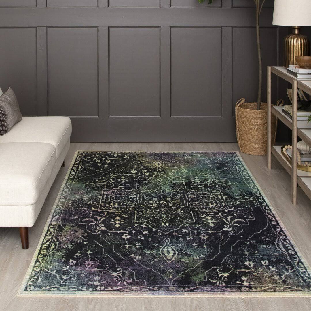 Aliva Oriental Tufted Gray/Teal Area Rug Union Rustic Rug Size: Rectangle 5' x 8'
