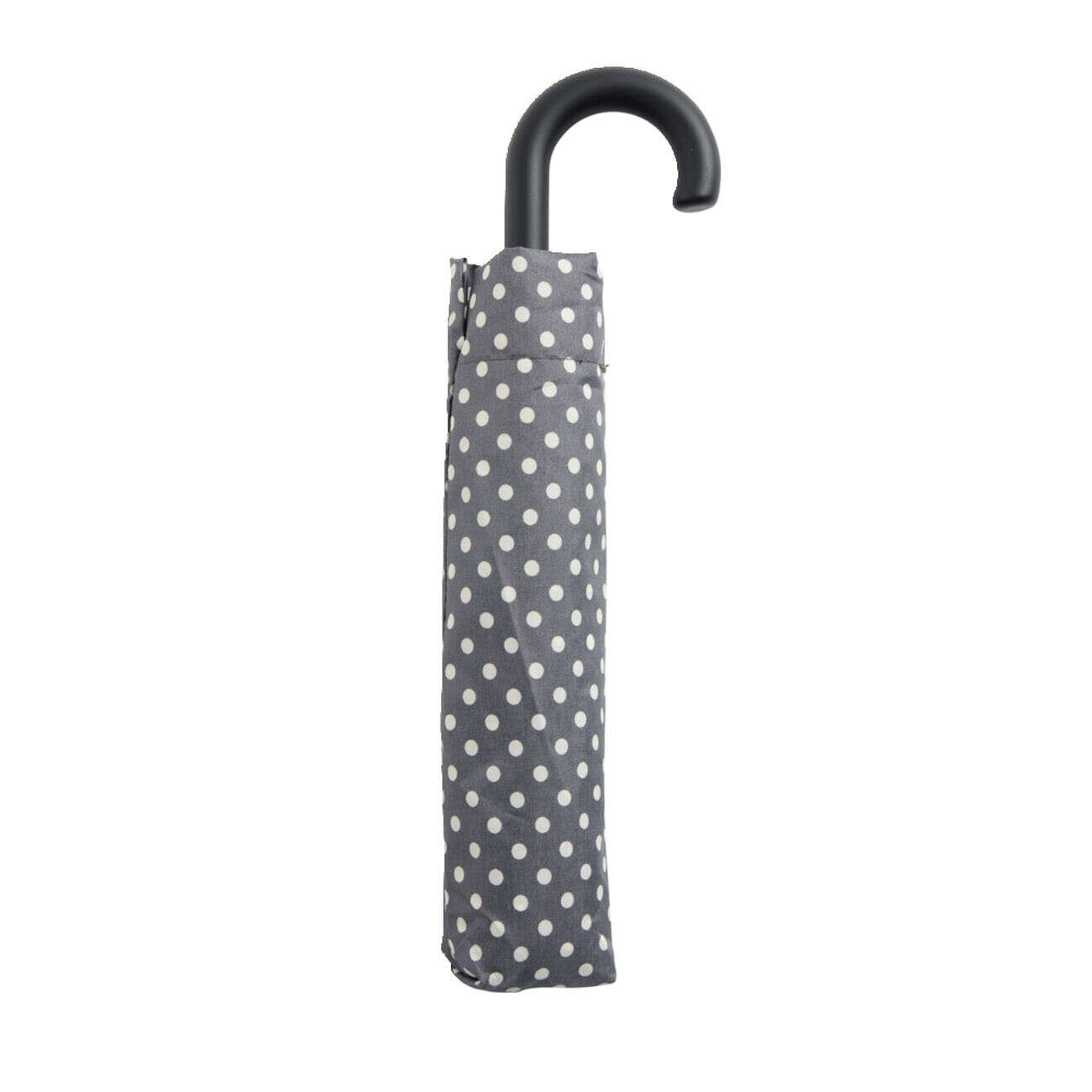 Parapluie pliable manuel uni gris et pois blanc L24cm