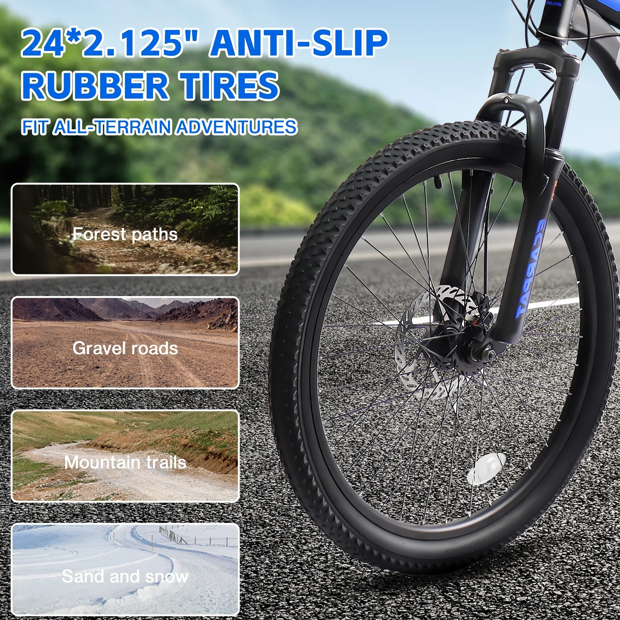 Ecarpat Mountain Bike 24 inch for Men Women, MTB Bicycles, 21-Speed Disc Brakes, Trigger Shifter