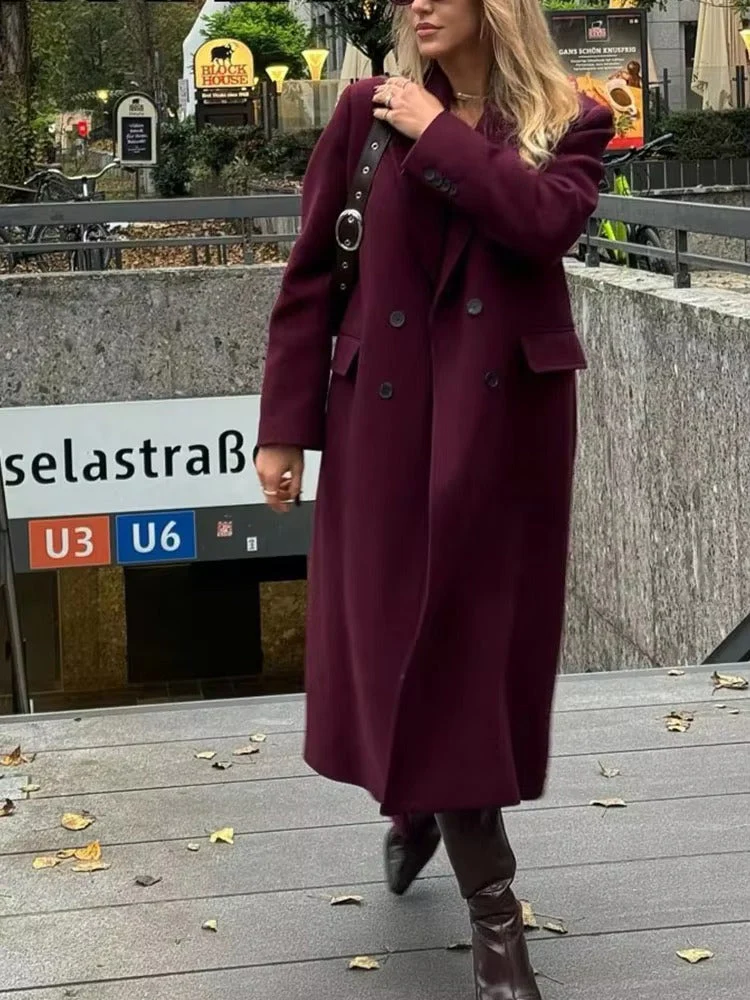 Manteau croisé à manches longues