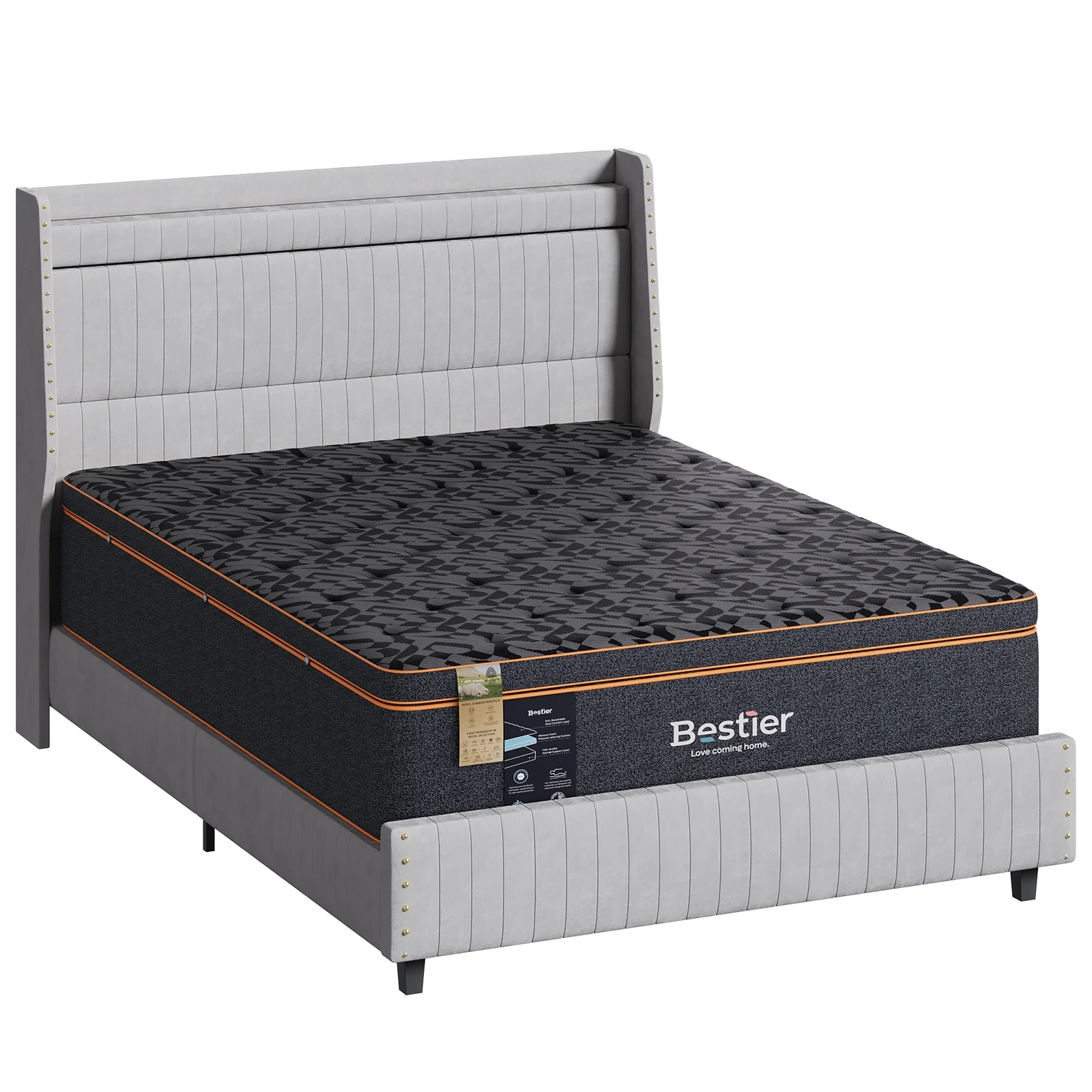 14" King Size Gel Memory Foam Mattress with Plush Pillow Top for Side Sleeper, CertiPUR-US Certified, Black(King/14 in) - Image 7