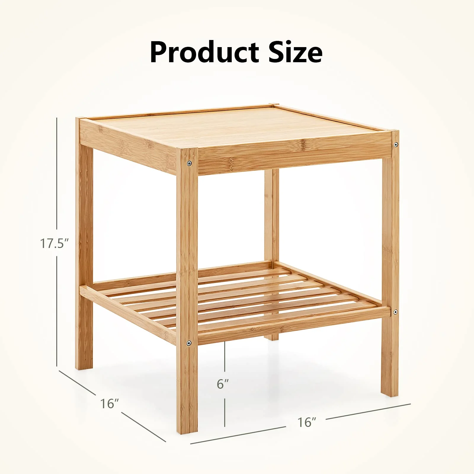 Tangkula Bamboo Nightstand Set of 2