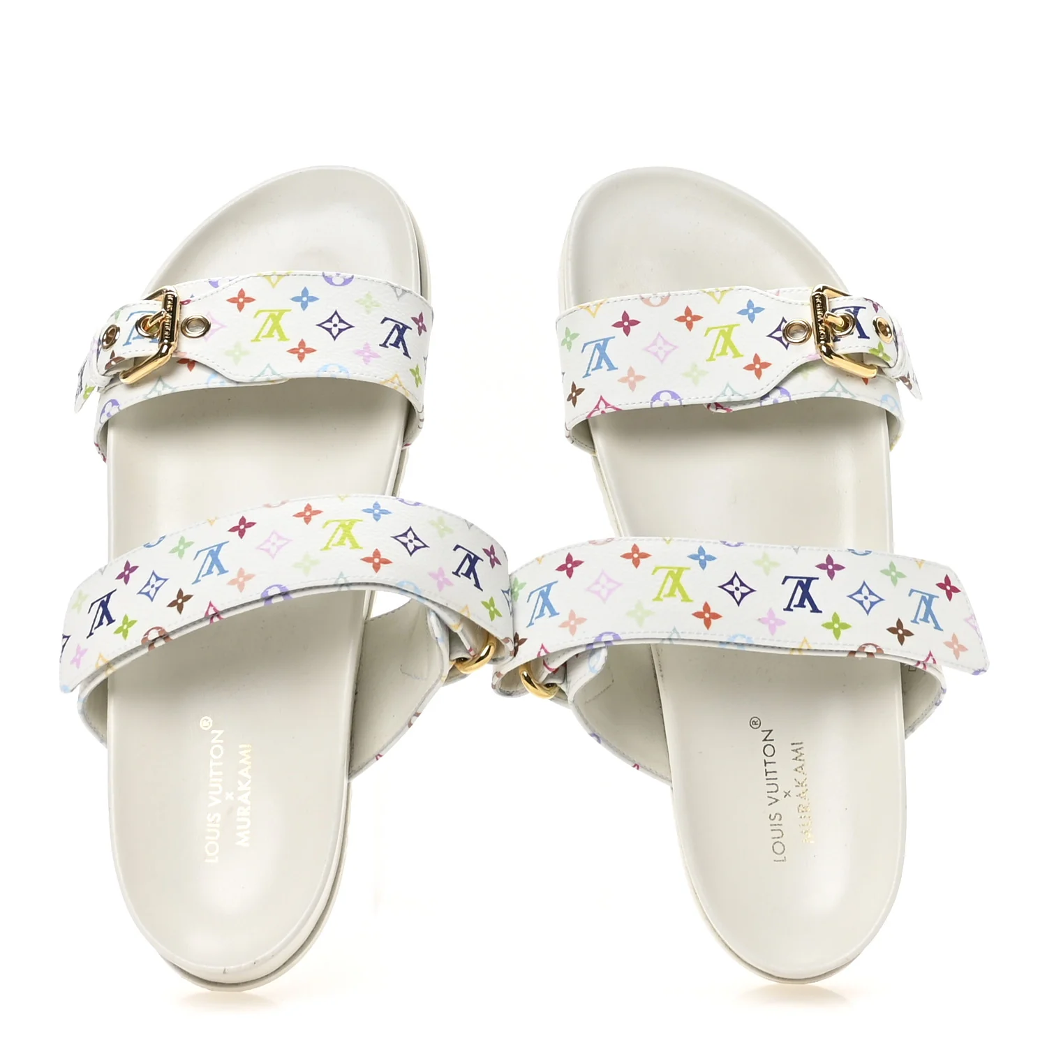 LV X TM Monogram Multicolor Bom Dia Comfort Mule Sandals 38.5 White