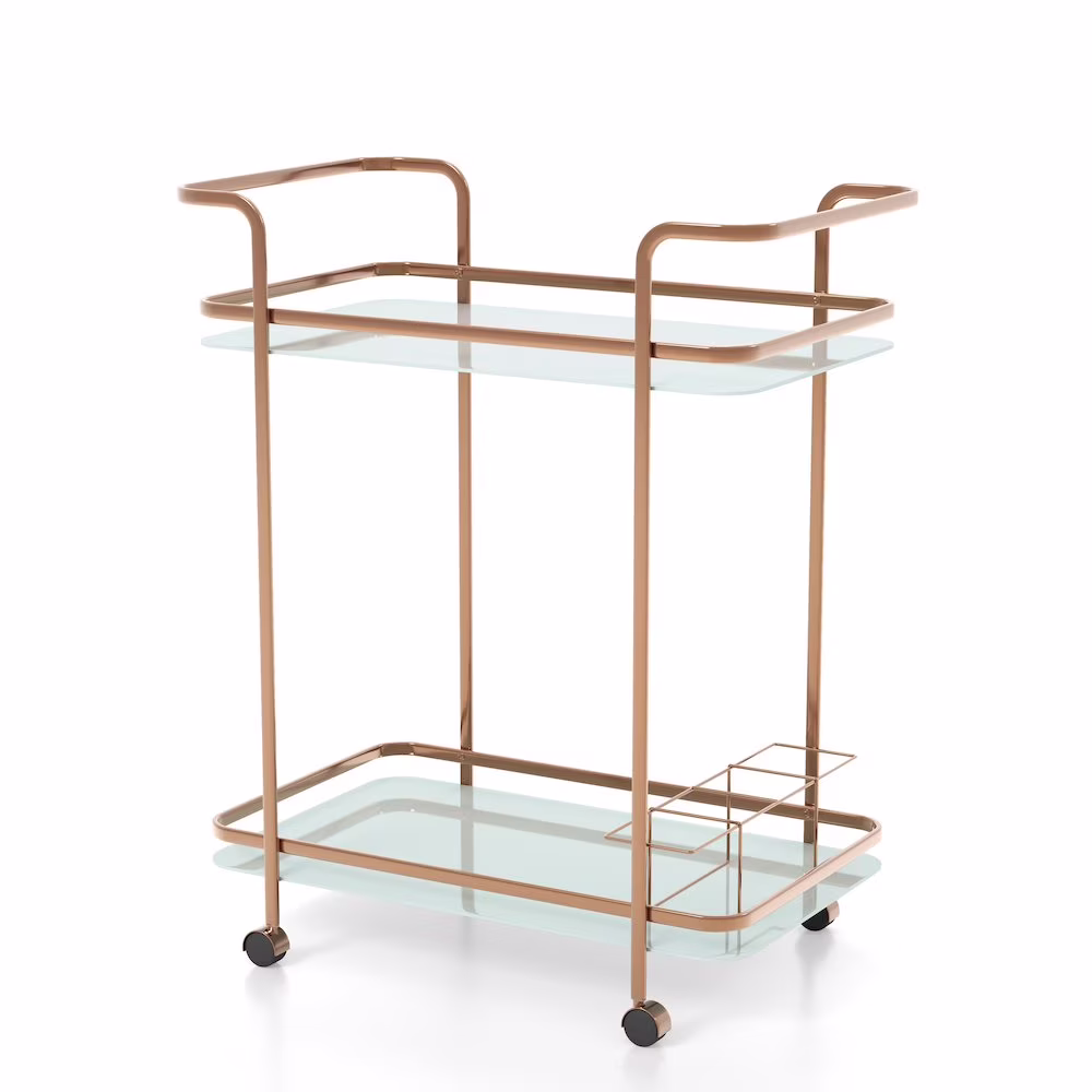 Anneliese Contemporary Metal Bar Cart in Gold Champagne