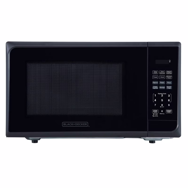 1 1 cu ft 1000W Microwave Oven Stainless Steel Black: Countertop, Child Lock, 6 One Touch Settings