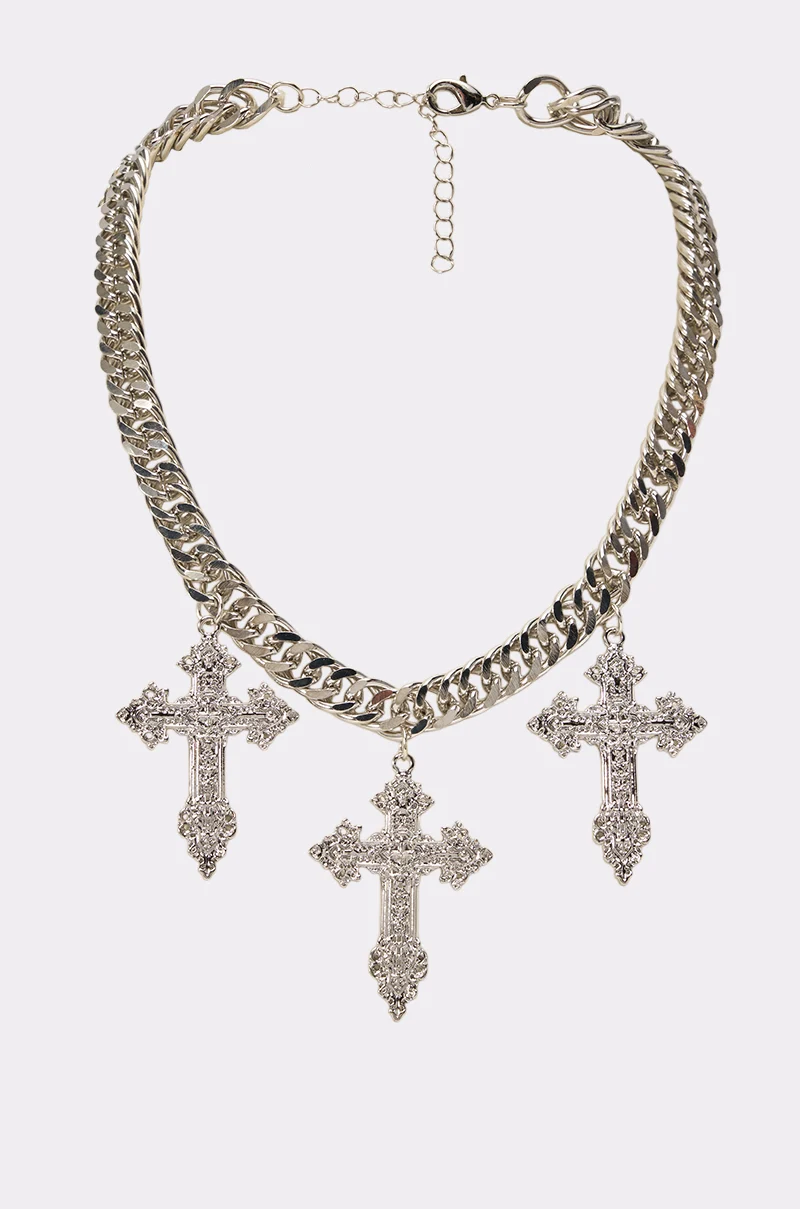 TRIPLE CROSS CHAIN NECKLACE - Akira Store