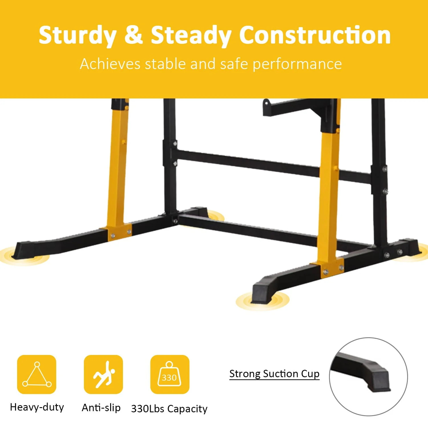 Wesfital Multi - Function Power Tower with Adjustable Barbell Rack Barbell Holder Home Fitness Equipment, Yellow