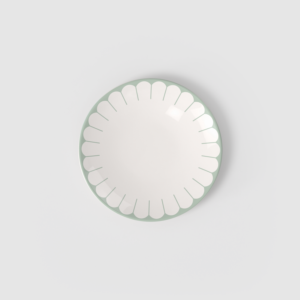 Fleur Salad/ Dessert Plate - Green, 8.4'', Premium Porcelain