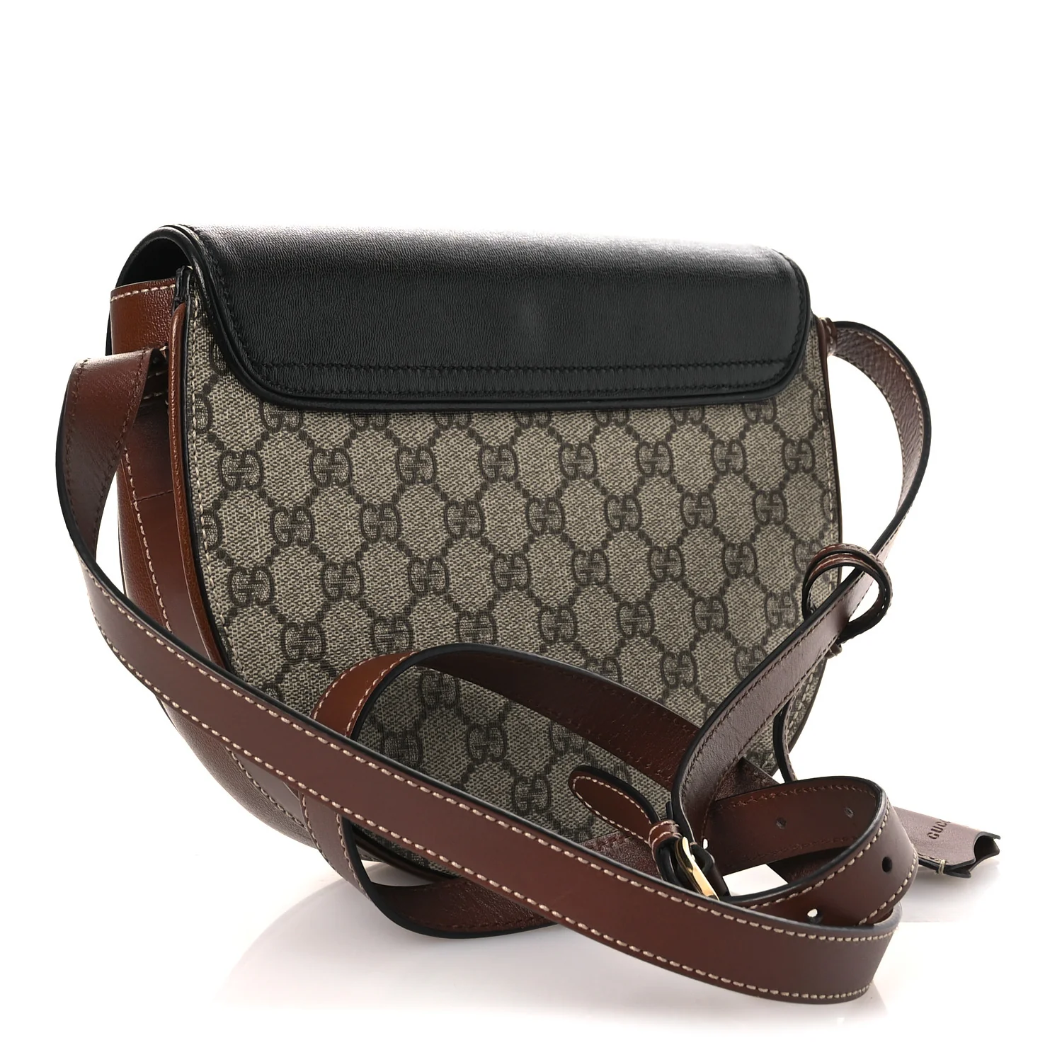 GG Supreme Monogram Calfskin Small Padlock Messenger Shoulder Bag Beige Black Cuir