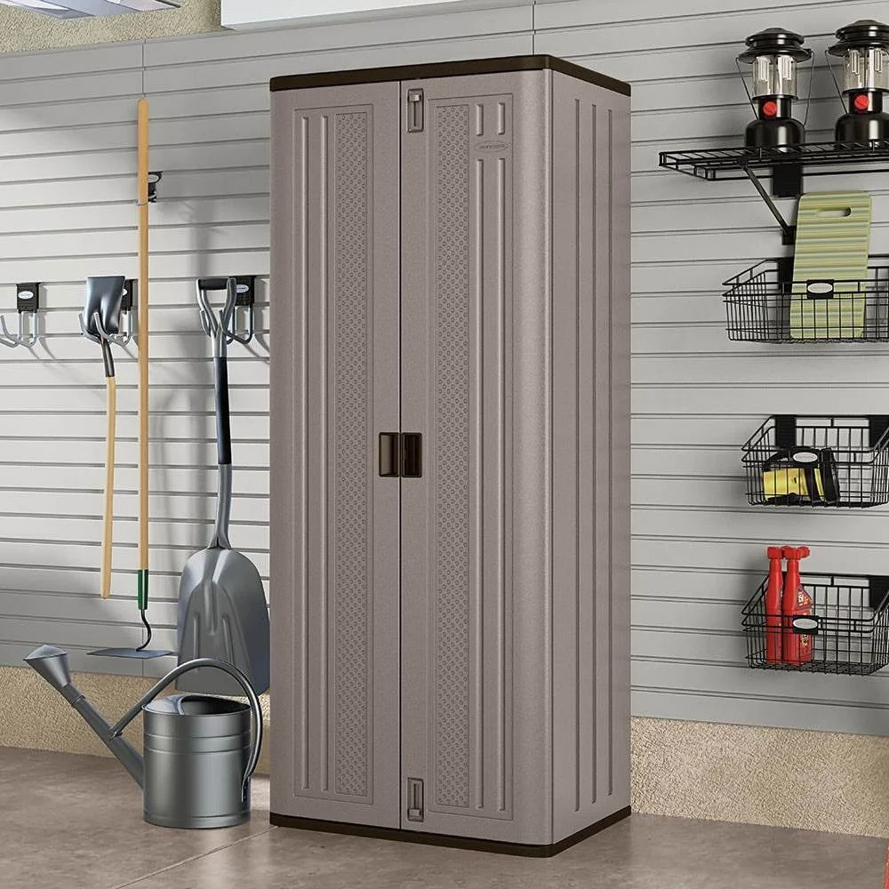 Suncast 3 - Shelf Resin Base Garage Cabinet Locker, Gray