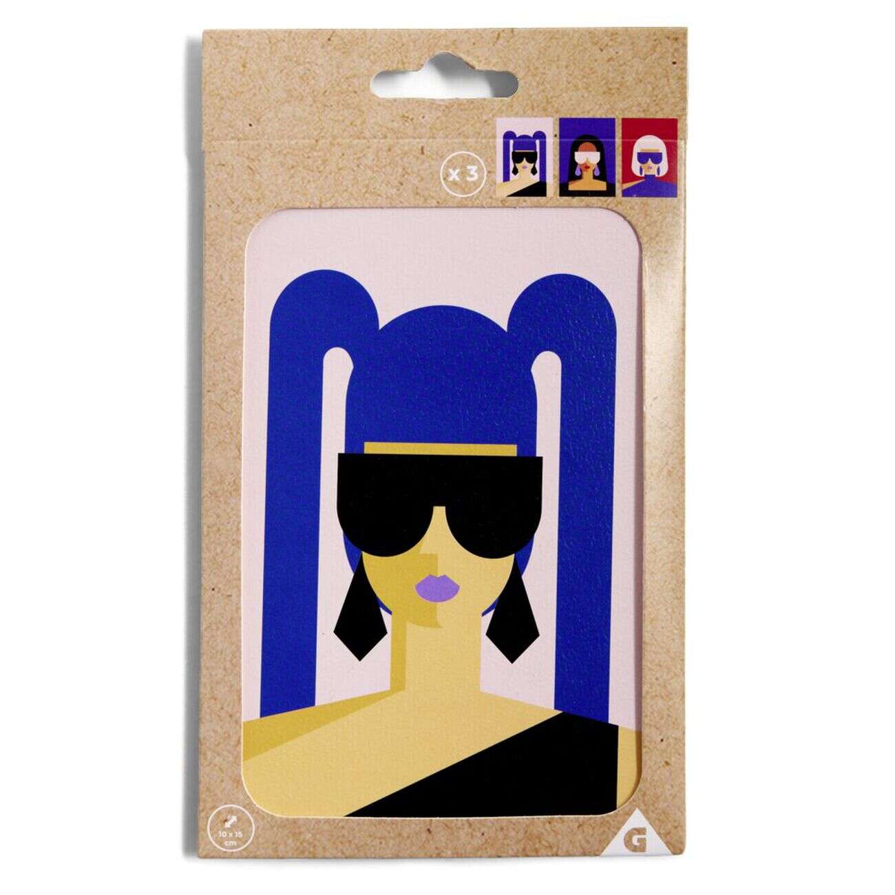 Lot de 3 affiches papier rose rouge et bleu 10x15cm