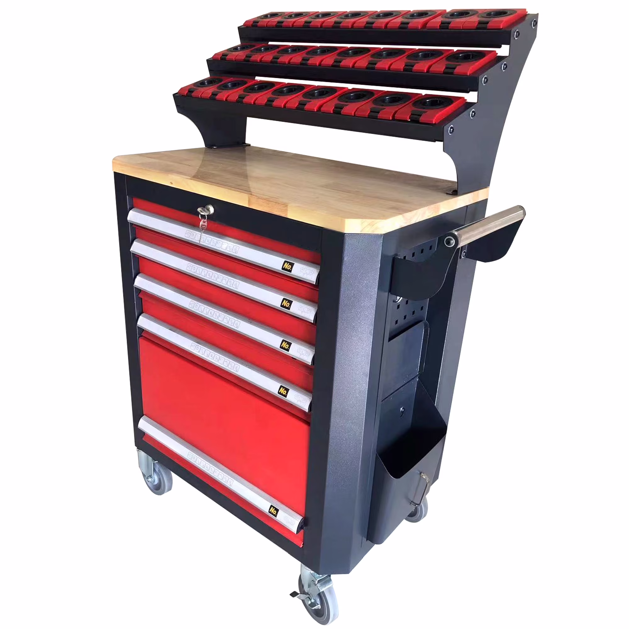 KAKA INDUSTRIAL HQC-550A (BT50) Tool Holder CNC Tool Cart, 5 Drawer Tool Chest 77 Capacity 4 Ball-Bearing Glided Drawers, Drawer Mobile Work Station