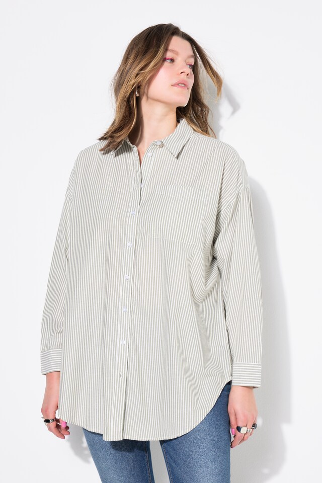 Oversized long-sleeve glittery stripe shirt