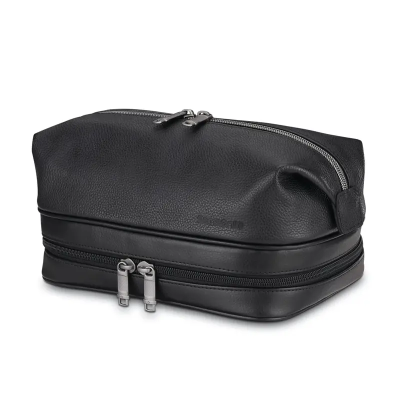 Black Classic Leather Zip Bottom Travel Kit Toiletry & Cosmetic Kits | 9826-BJSDK - SAMSONITE OUTLET