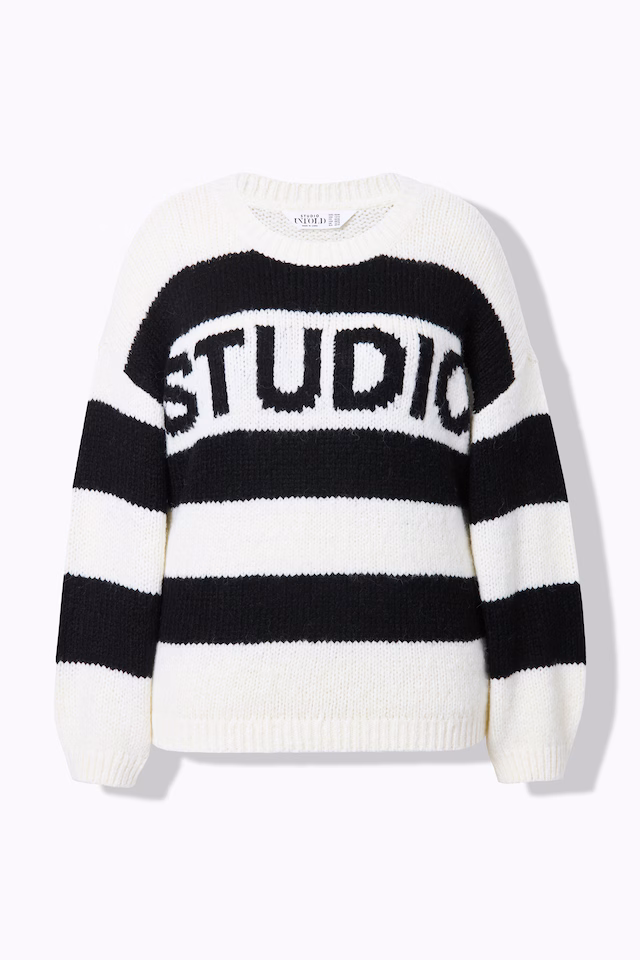 STUDIO Lettering Striped Oversized Sweater