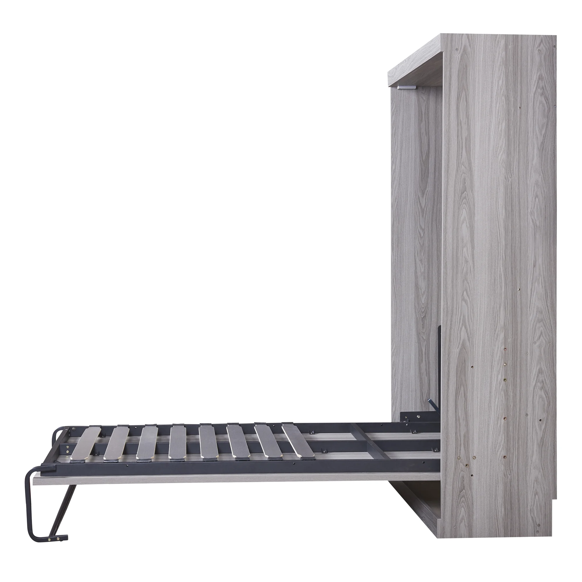 Pine Wood Twin Size Murphy Bed, Convertible Wall Bed into A Cabinet, Gray(Twin/Cabinet) - Image 10