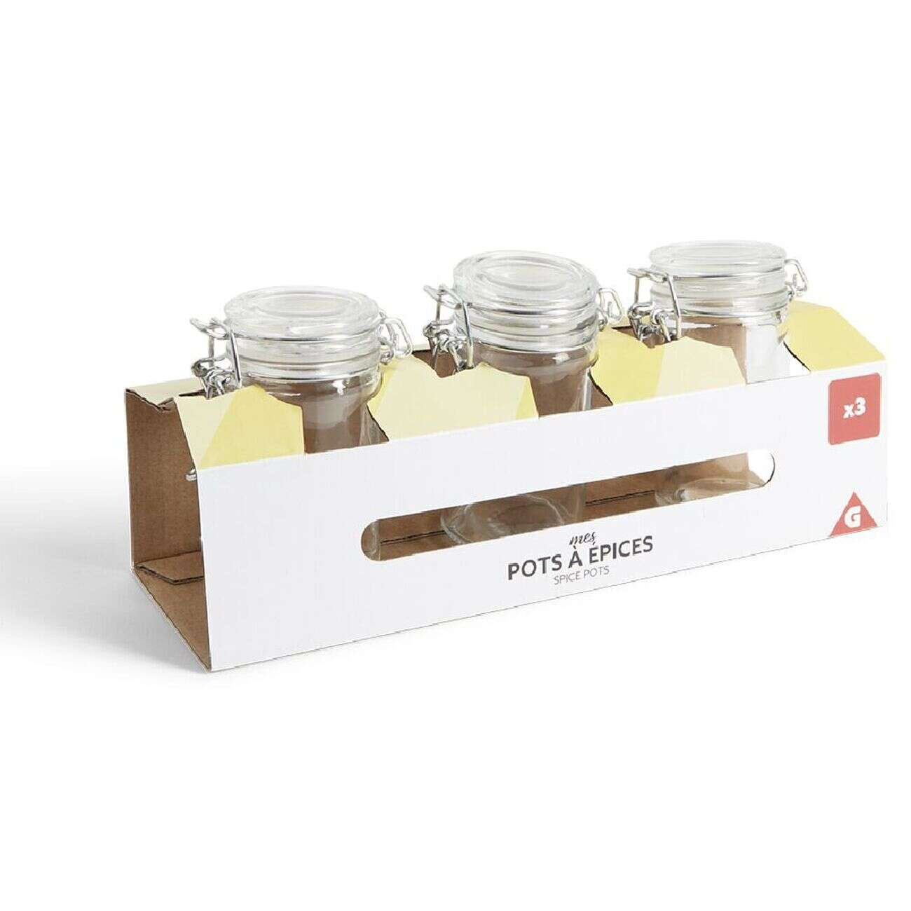 Lot de 3 pots à épices en verre