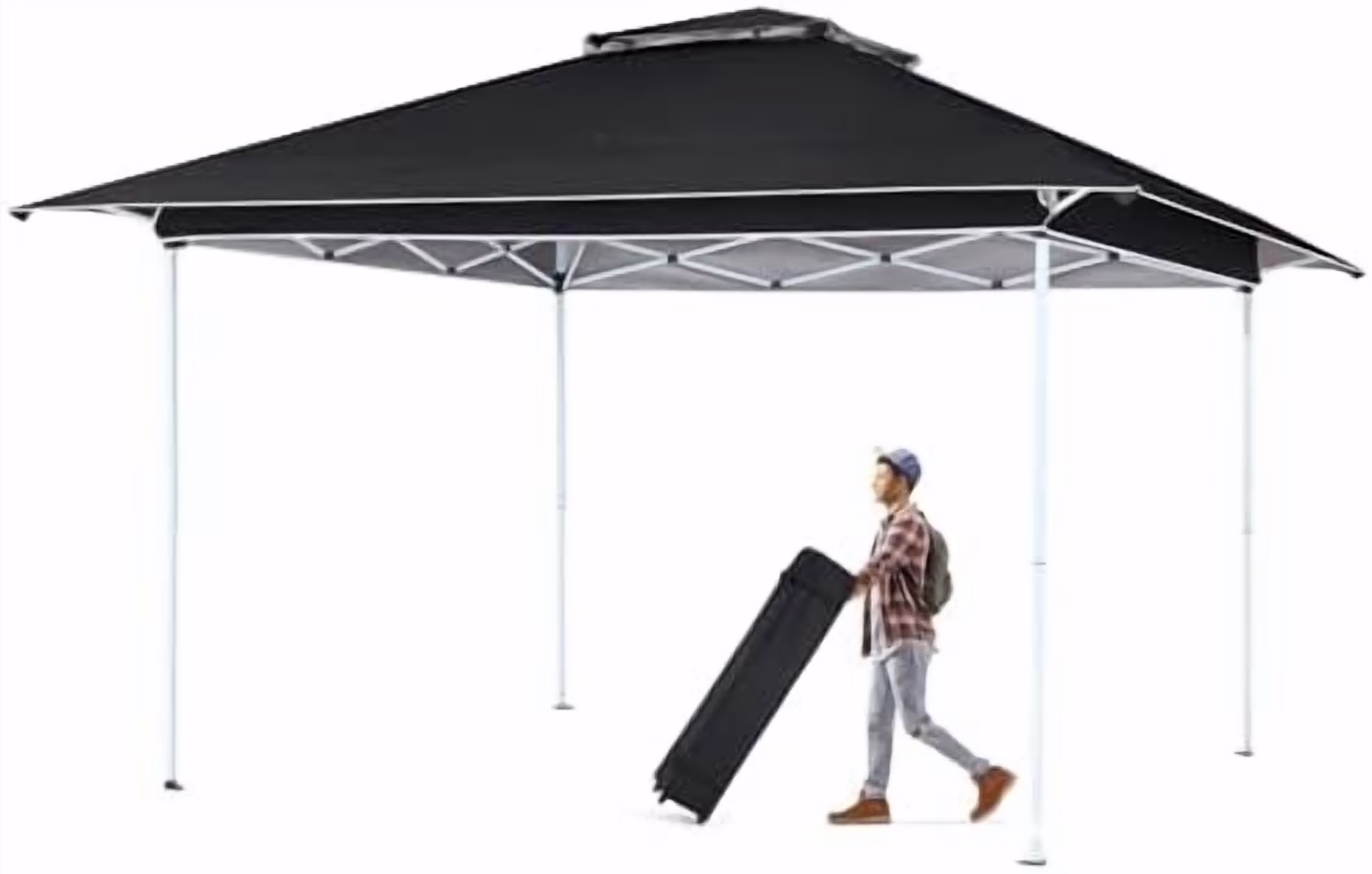 Pop Up Tent Canopy, Waterproof Canopy with Net and UV Resistant, Sidewalls Instant Shelter Canopy Tent with Carrying Roller Bag for Garden, Grill and Backyard (White)