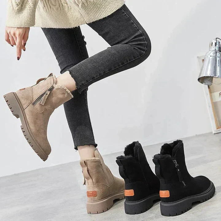 Bottes Cheville Chic Effet Daim avec Doublure en Fourrure Douillette