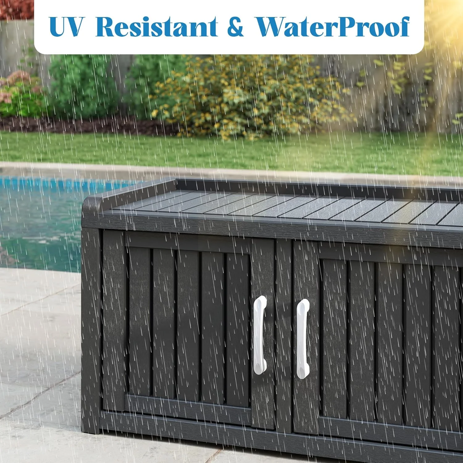 Outdoor Shoe Storage Cabinet, Waterproof UV-Resistant Entryway Storage Bench Indoor Outdoor with 2 Barn Doors, Adjustable Shelves for Entryway, Bedroom, Hallway,Living Room(Black)(Double Door/Black) - Image 6