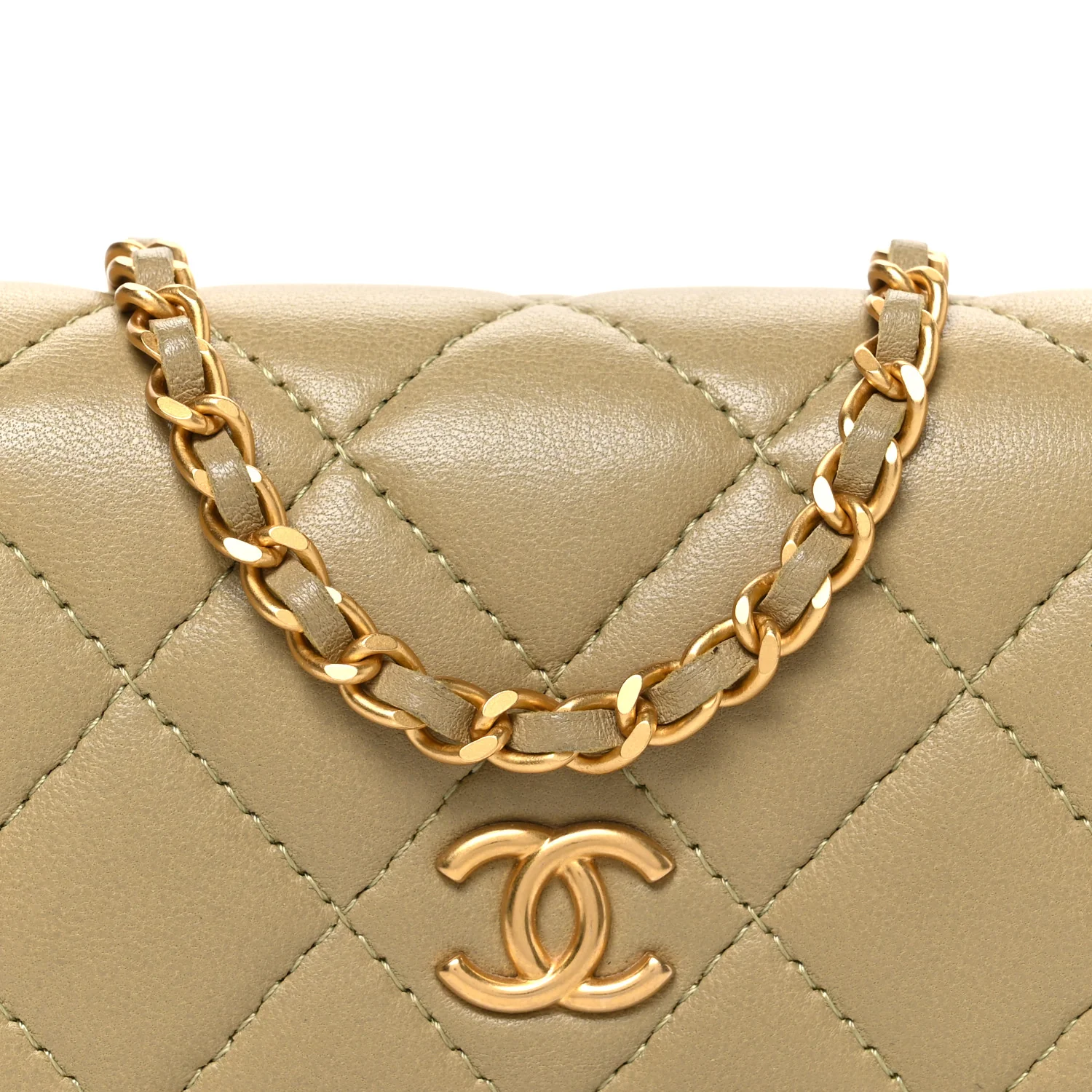 Lambskin Enamel Quilted Coco Hearts Clutch With Chain Light Green