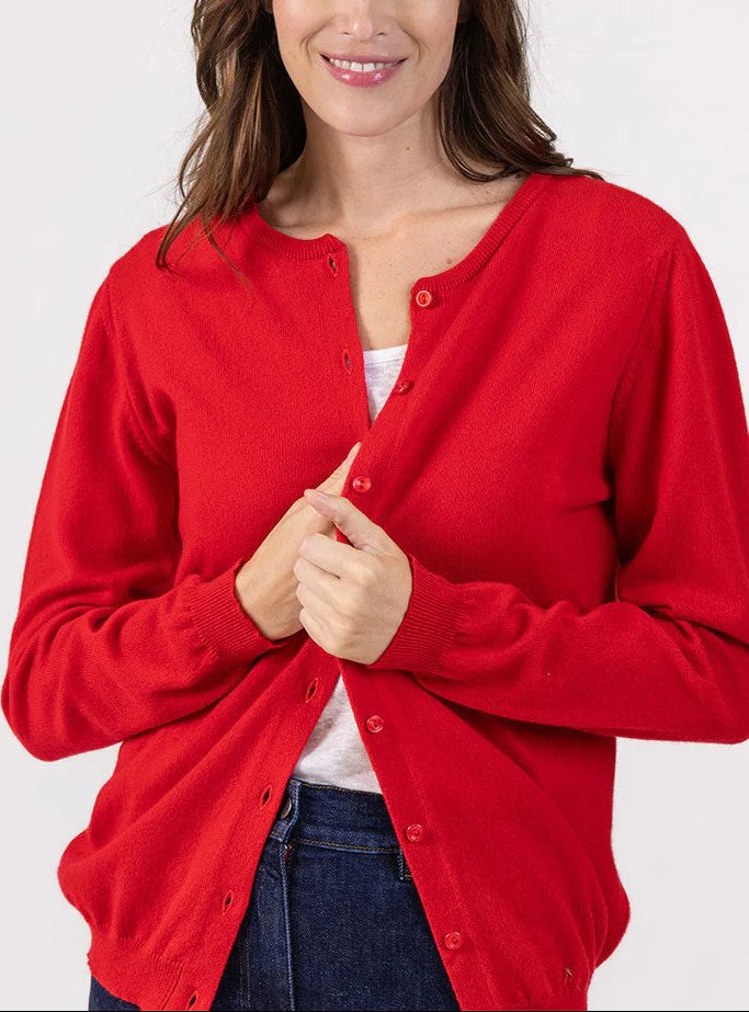 Cardigan femme en cachemire rouge