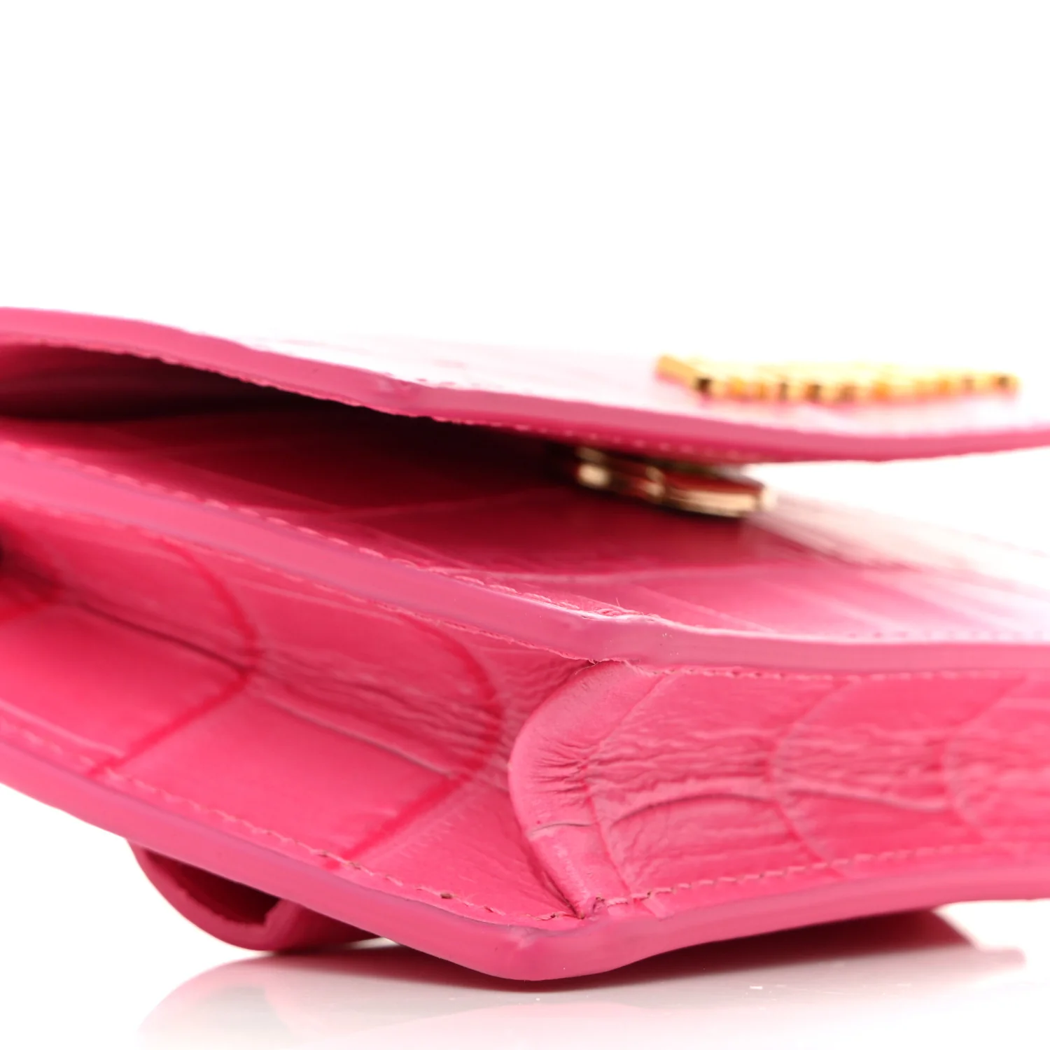 Calfskin Crocodile Embossed La Ceinture Bello Double Tour Belt Bag Pink