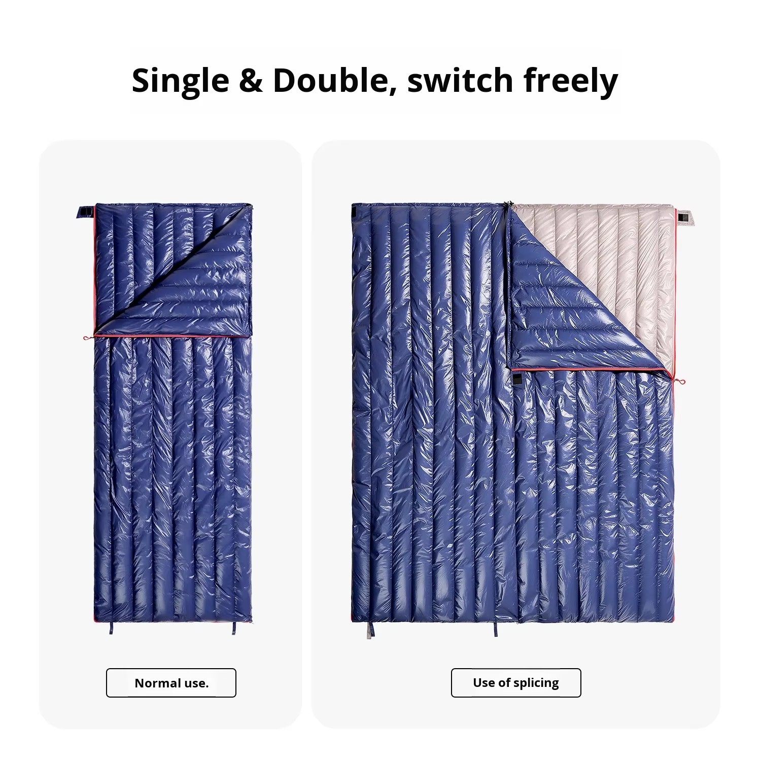 Outdoor Two-in-one Sleeping Bag Camping Zippered Lightweight Down Sleeping Bag with Zipper