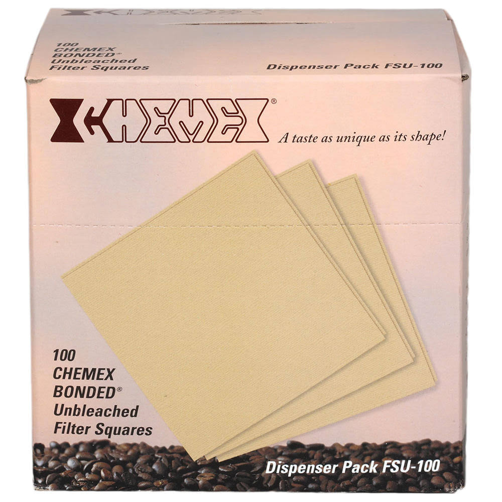 Chemex Bonded Pre-folded Square Coffee Filters, Unbleached - 100 count