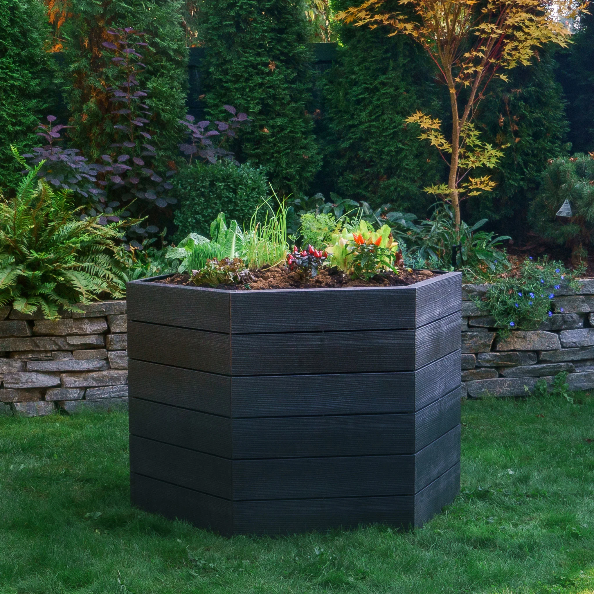 Exaco Triple ERGO Raised Garden Bed & Open Composter Kit