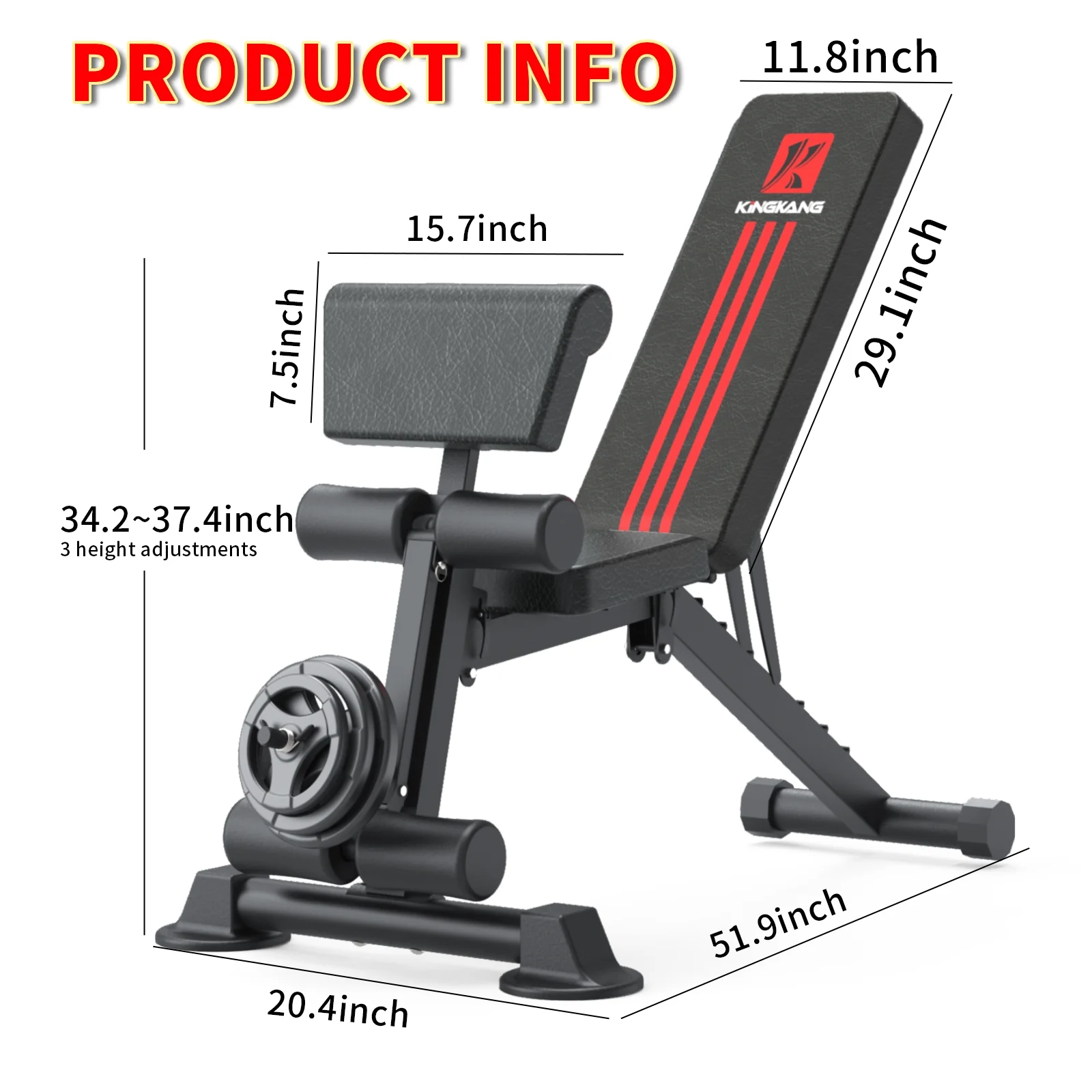 Adjustable Weight Bench, Exercise Dumbbells Bench for Full Body Workout,Foldable Workout Bench for Home Gym Maximum Weight 660 Lbs - Image 4