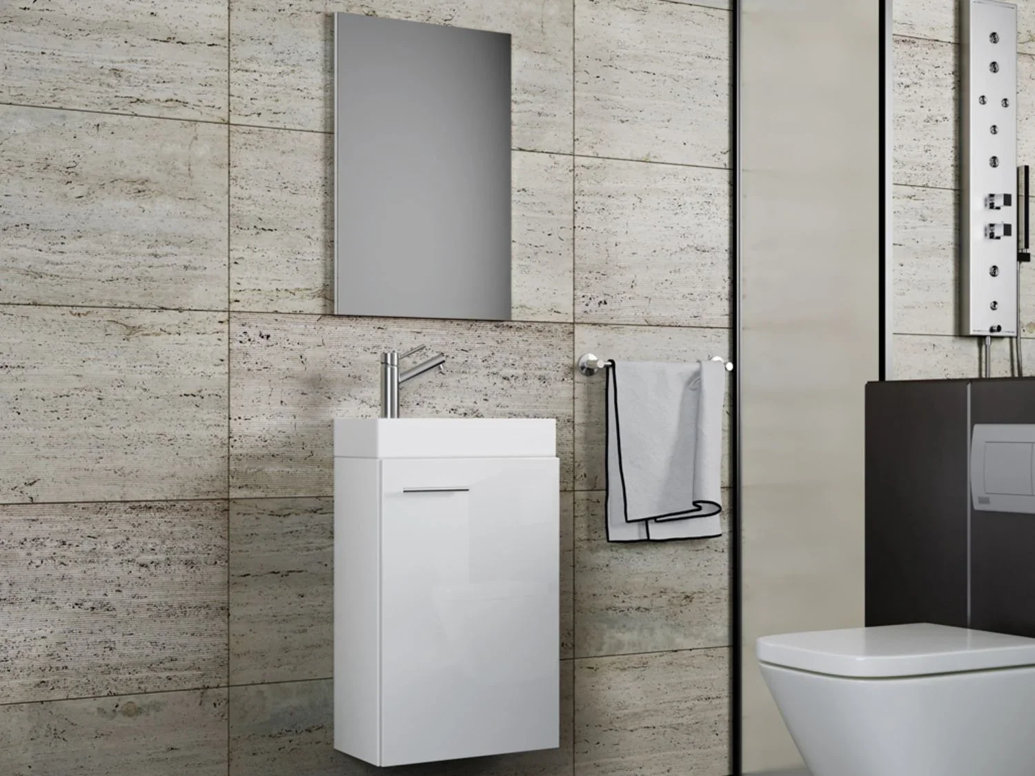 VCM Set d'armoire  glace ou miroir et meuble sous vasque avec lavabo Slito, pour salle de bain