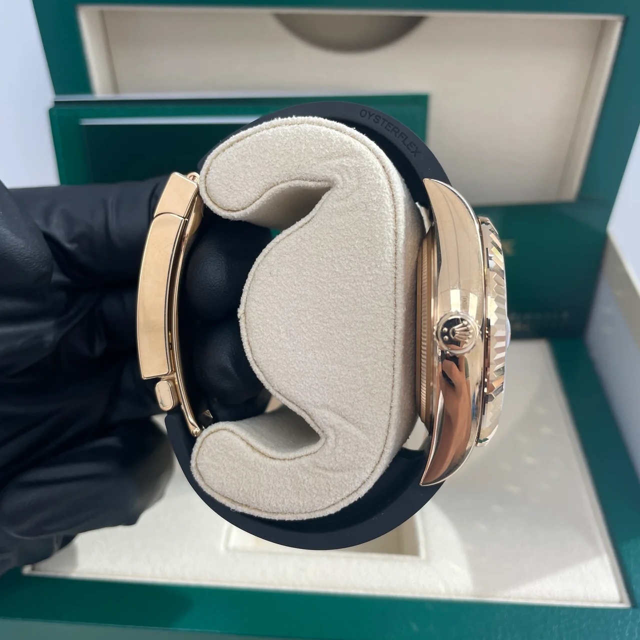 [Super Clone]RLX  Sky-Dweller 42mm Yellow Gold White Dial Oysterflex - 336238【Super Clone】