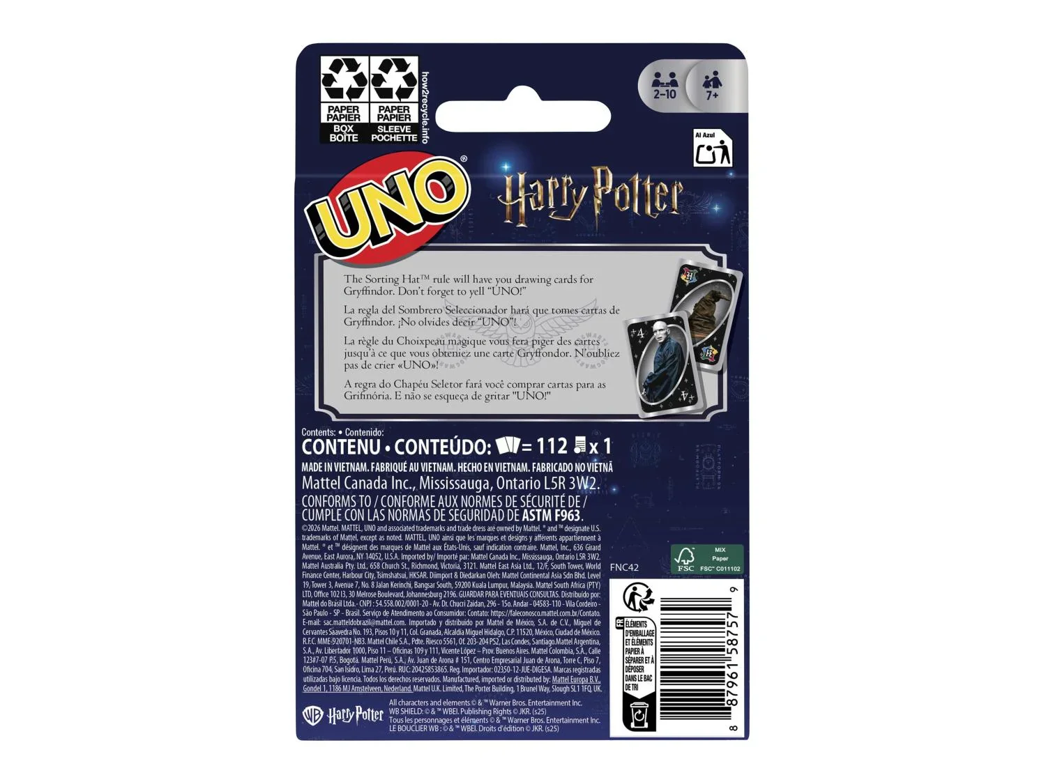 UNO Jeu de cartes Harry Potter
