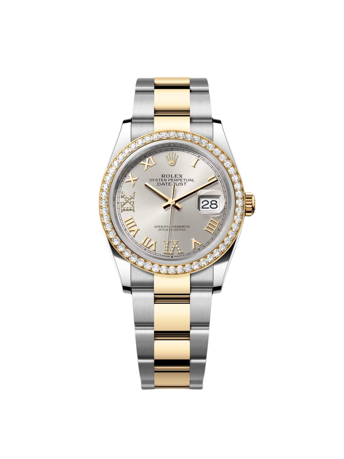 【Super Clone】RLX  Datejust 36mm 126283 Silver Dial Diamond Bezel Jubilee Bracelet Watch
