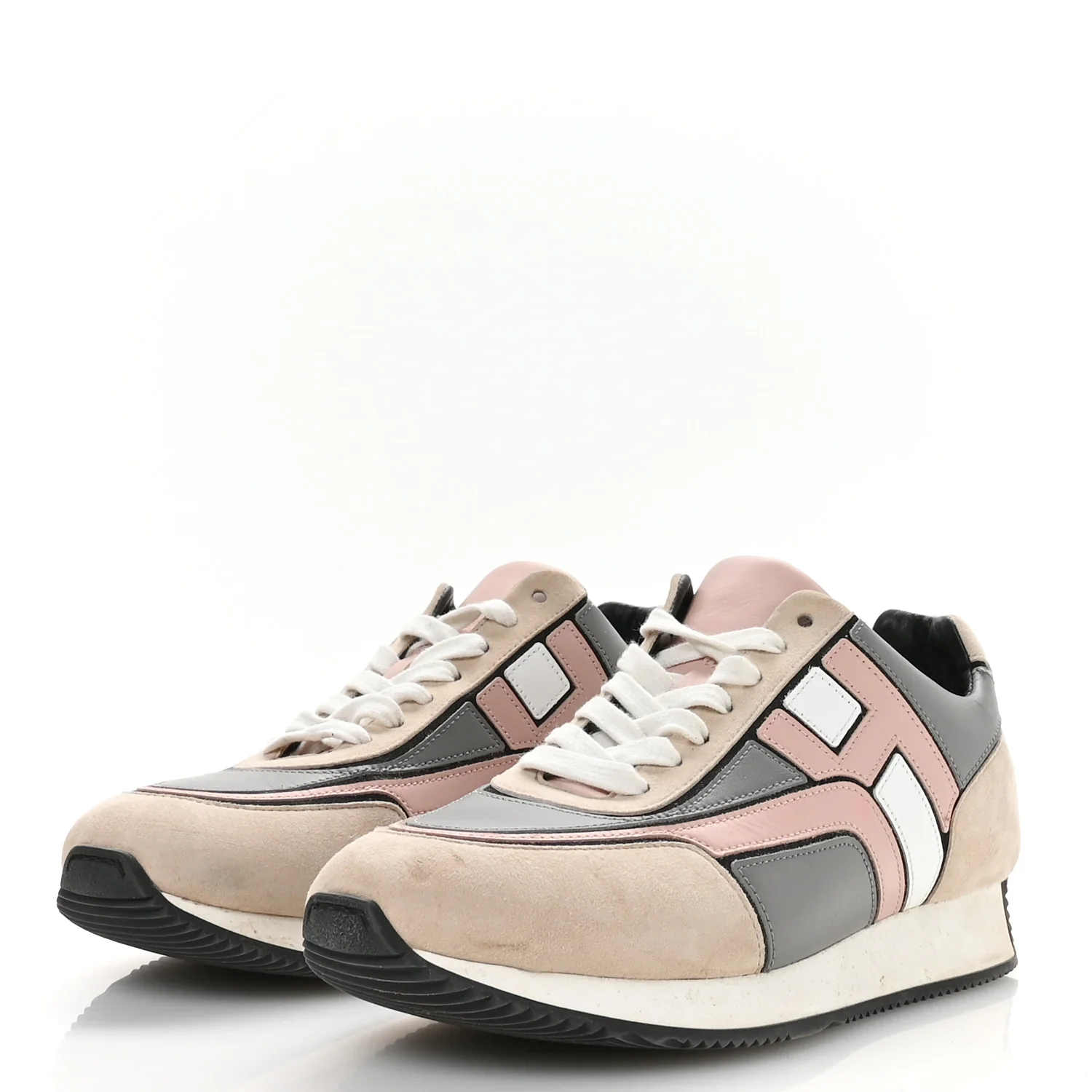 Calfskin Suede Goatskin Womens Chris Sneakers 39.5 Gris D'Hiver