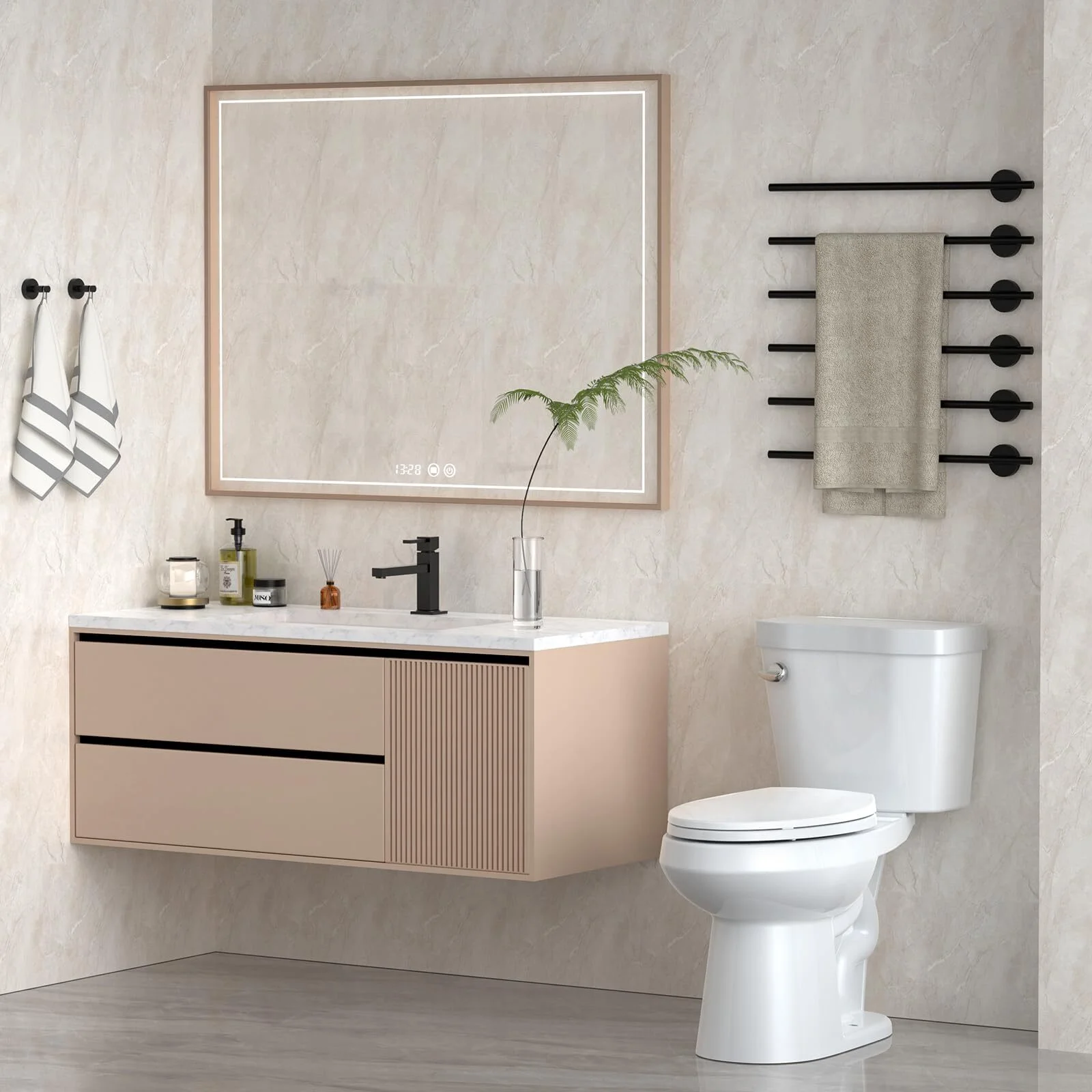 Two-Piece Elongated 1.28 GPF Siphonic Flush Toilet with Soft Close Seat, Universal Height ADA Cotton White (Toilet Seat Included)(Elongated+19") - Image 8