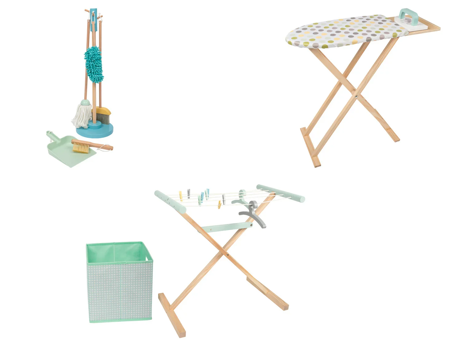 Playtive Set de mnage, planche  repasser ou tendoir  linge pour enfant