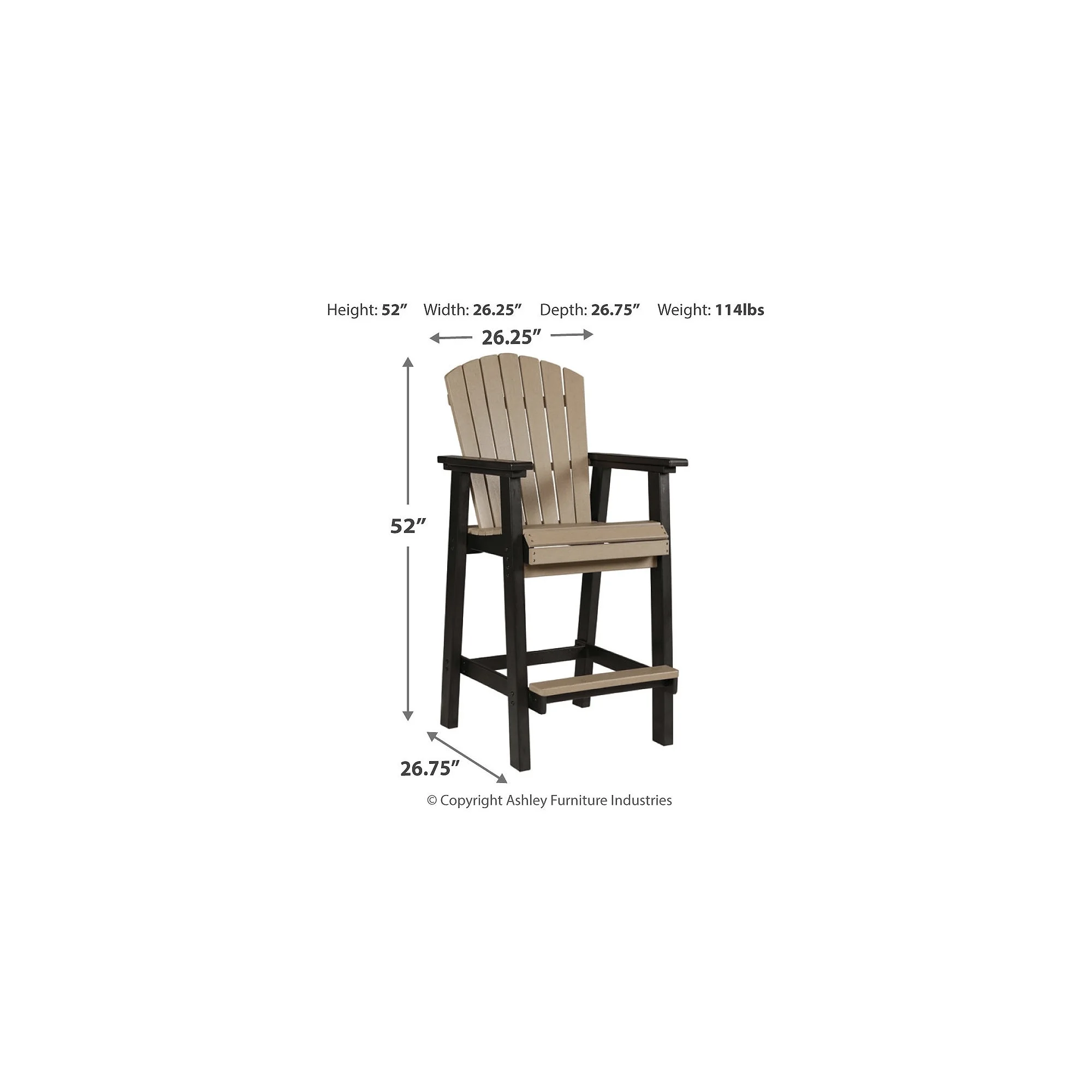 Contemporary Fairen Trail Barstool, Set of 2, Black/Driftwood(Barstool/Black/Driftwood) - Image 6