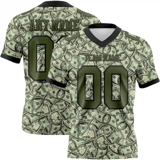 Custom Green Olive-Black 3D Pattern Dollar Mesh Jersey