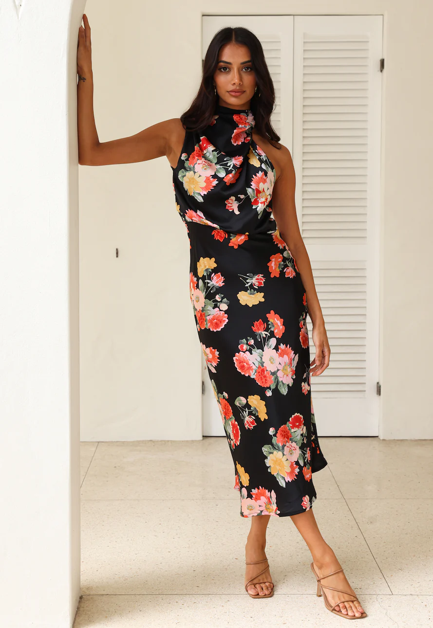 Let the Adventures Begin Midi Dress Black