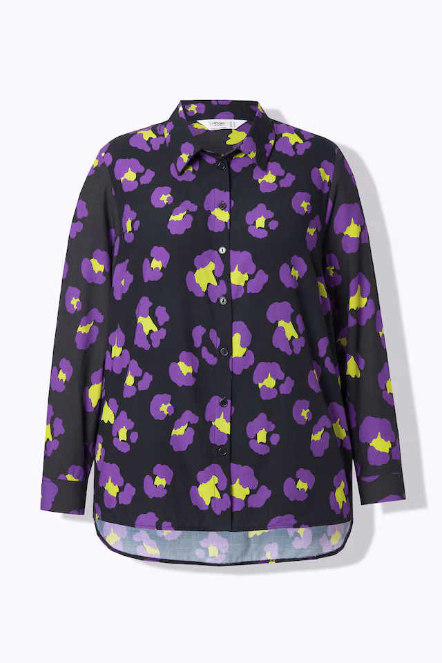 A-line blouse with colorful leopard patternand long sleeves