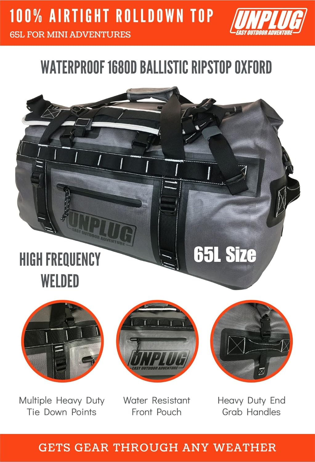 Ultimate Adventure Bag -1680D Heavy Duty Waterproof Travel Duffel Bags for Camping, Motorcycle Dry Bag, Waterproof Bags for Boating,…